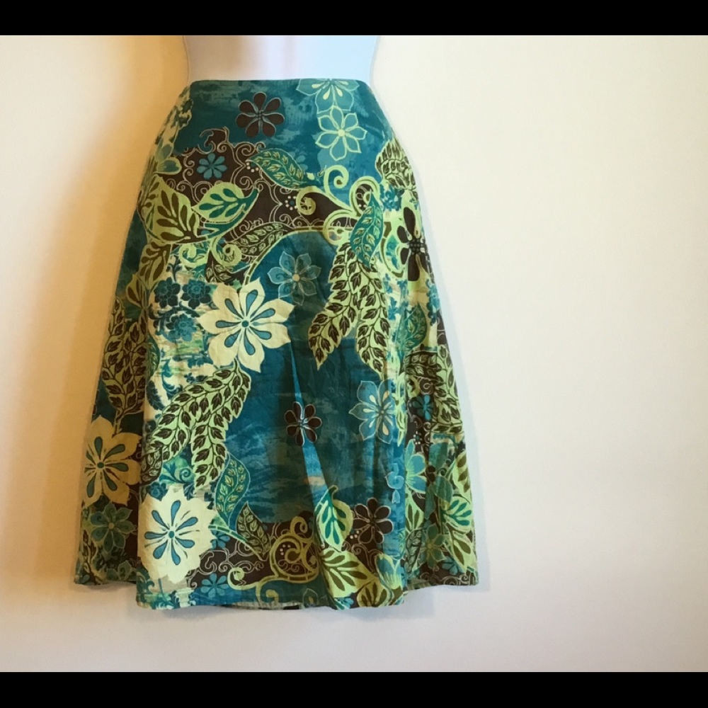 Floral Green and Blue Women's Skirt